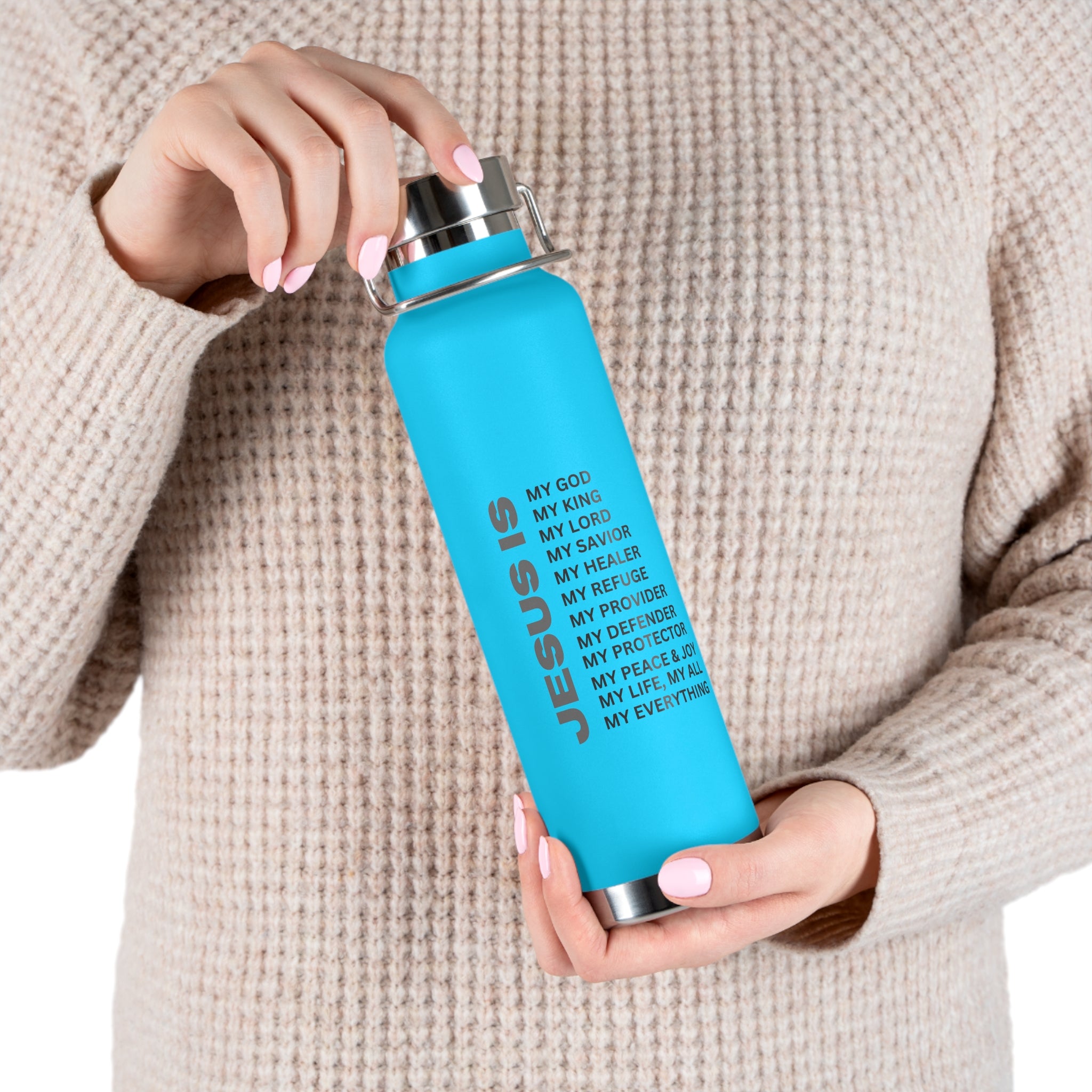 Christian JESUS IS 22oz Insulated Water Bottle - Black
