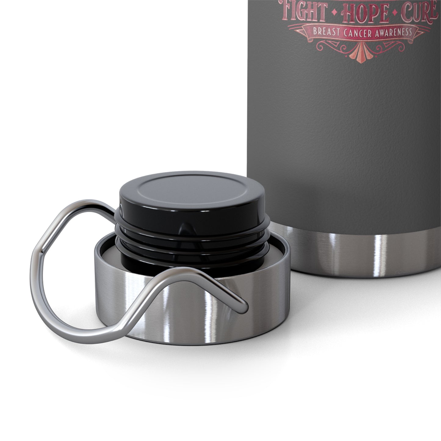 Together We Fight Pink Ribbon Butterfly Cancer 22oz Insulated Water Bottle