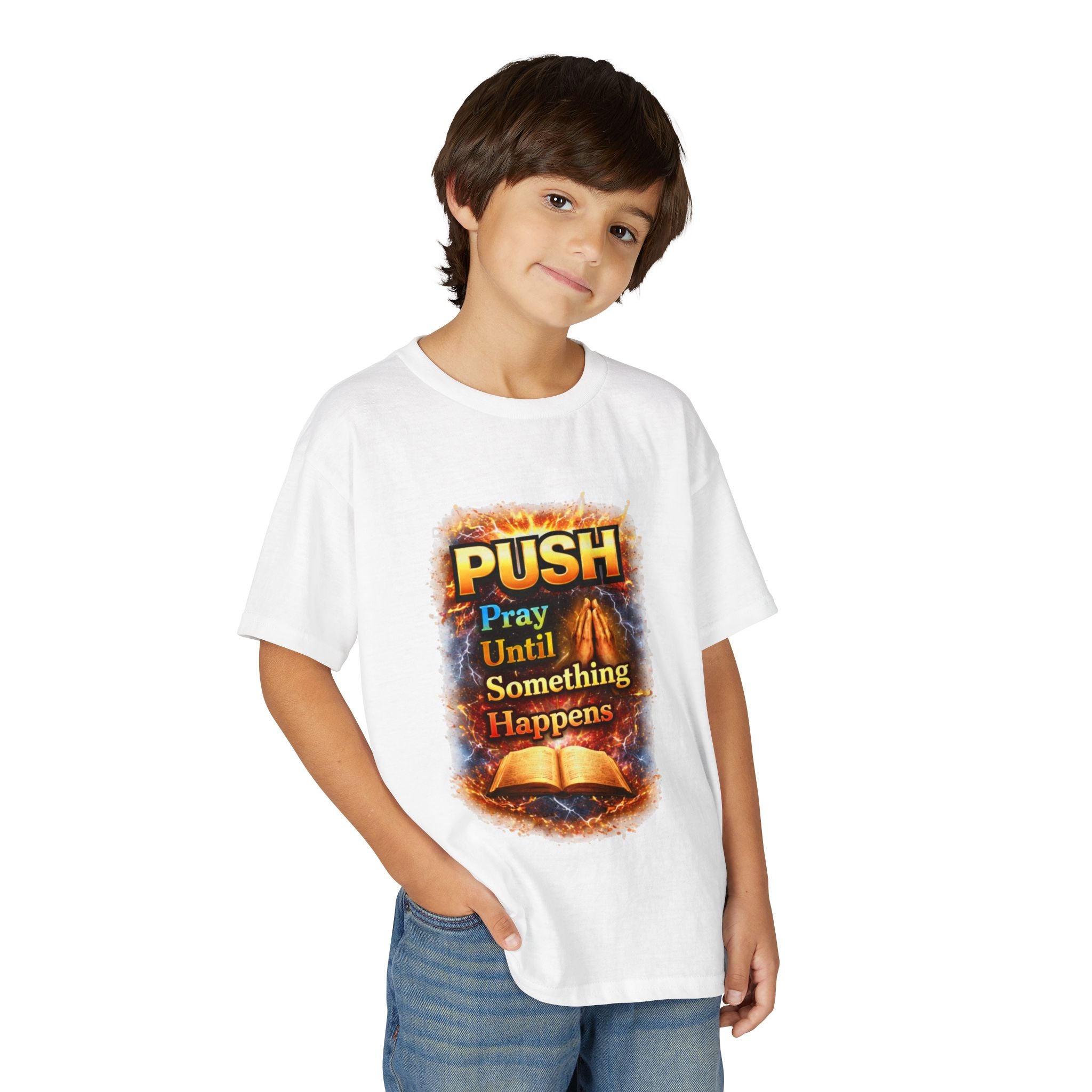 "Push: Pray Until Something Happens" Youth T-shirt - Bible