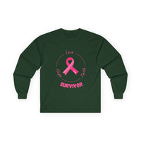 Breast Cancer Survivor Long Sleeve Tee — Pink Ribbon “Survivor”