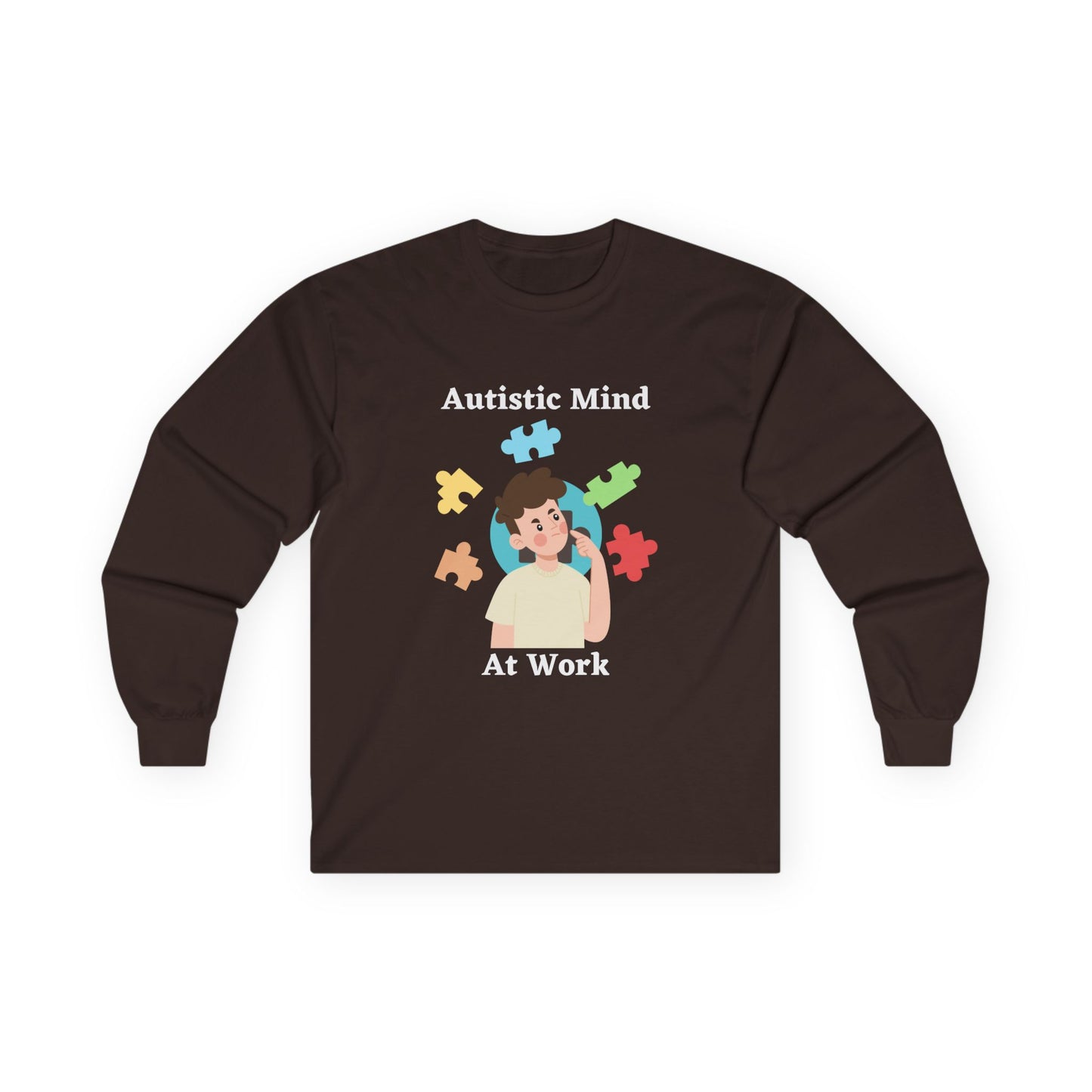 Autistic Mind At Work Long Sleeve Tee — White