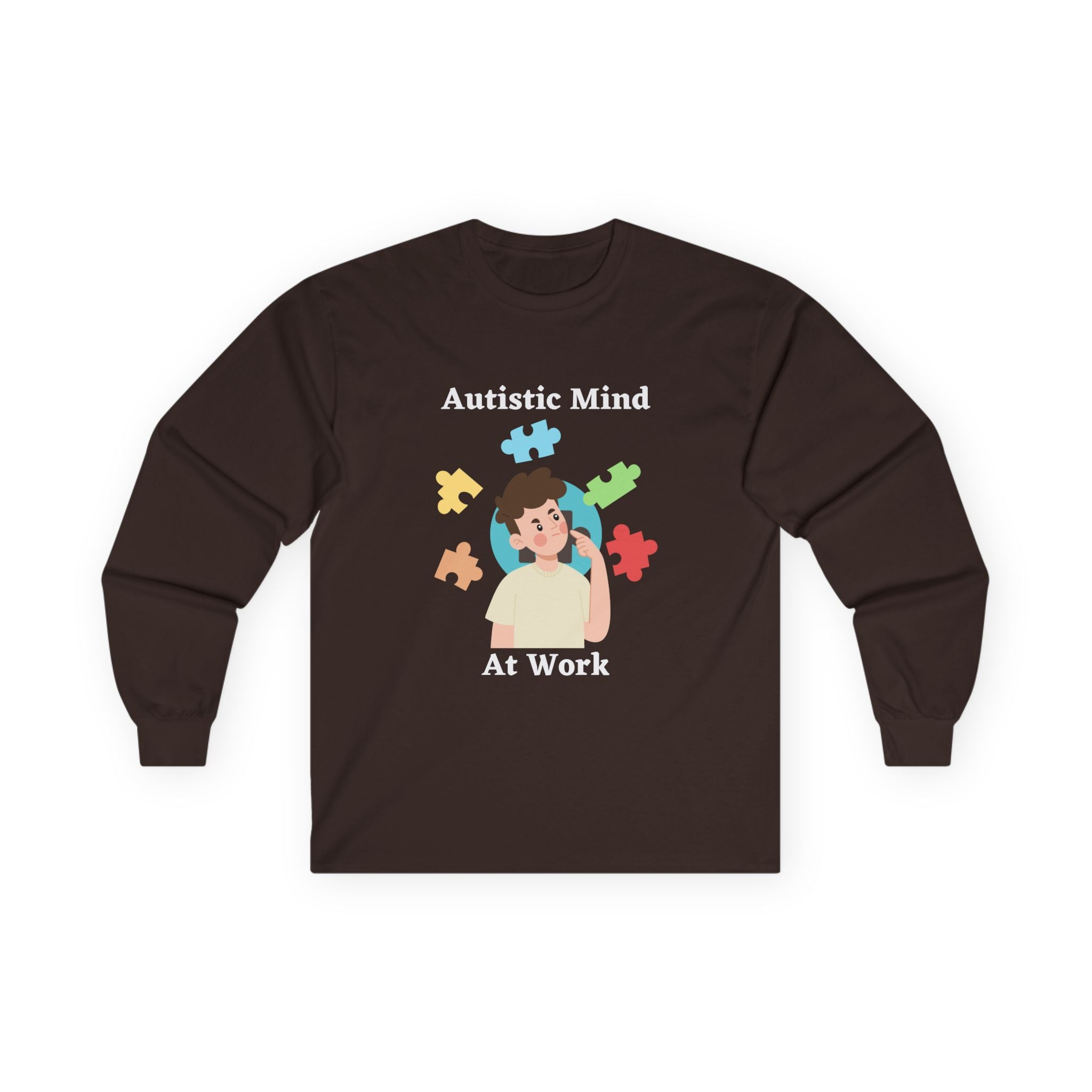 Autistic Mind At Work Long Sleeve Tee — White