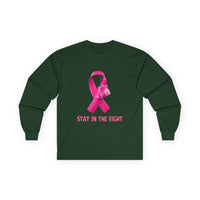 Breast Cancer Awareness Long Sleeve Tee — "Stay in the Fight" Pink Ribbon