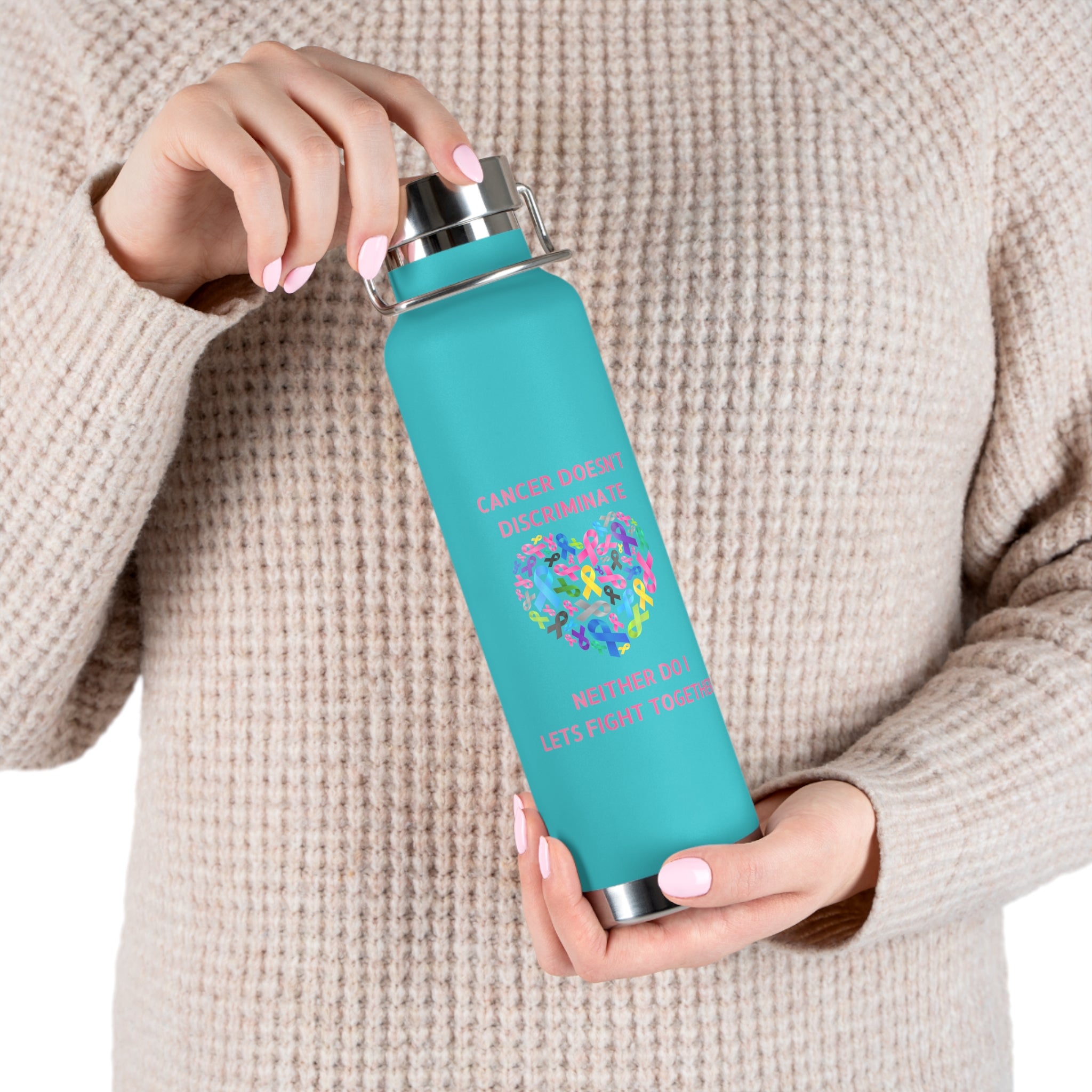 Cancer Doesn't Discriminate 22oz Insulated Water Bottle
