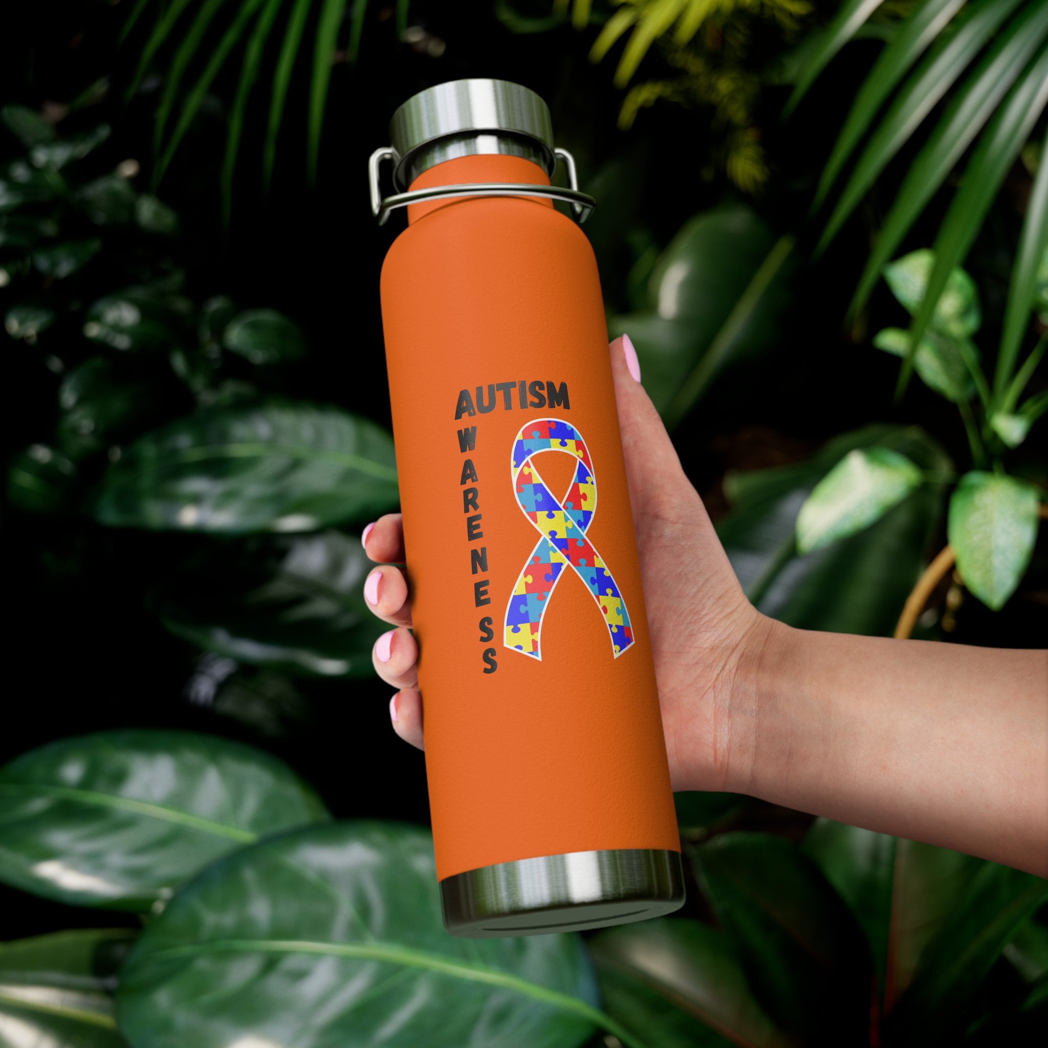 Autism Awareness Puzzle Ribbon 22oz Insulated Water Bottle