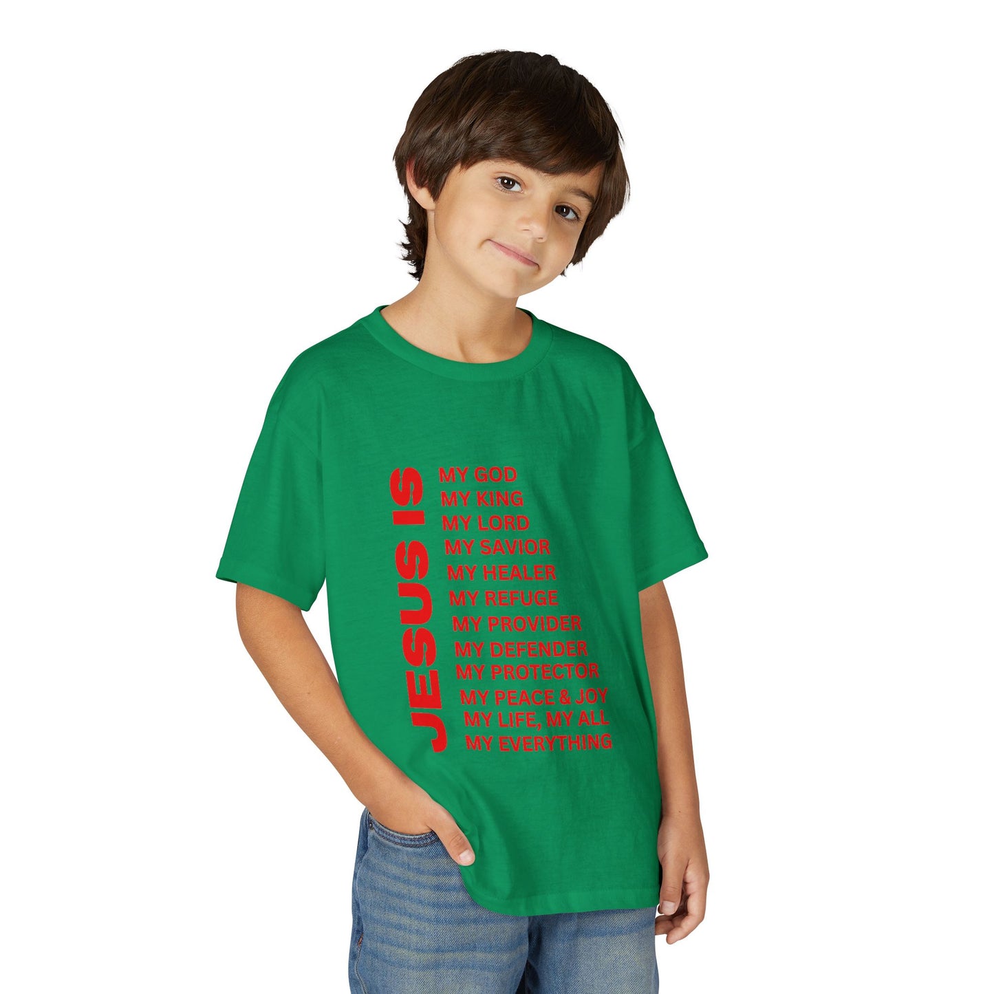 Christian JESUS IS Youth Short Sleeve - Red