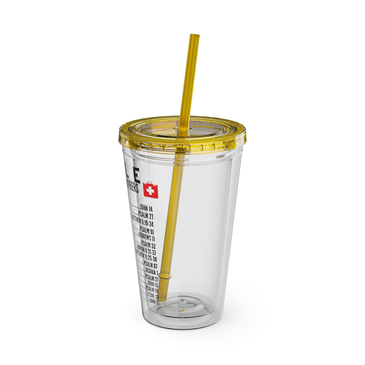 Bible Emergency Numbers 16oz Tumbler with Straw