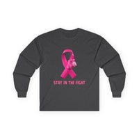 Breast Cancer Awareness Long Sleeve Tee — "Stay in the Fight" Pink Ribbon