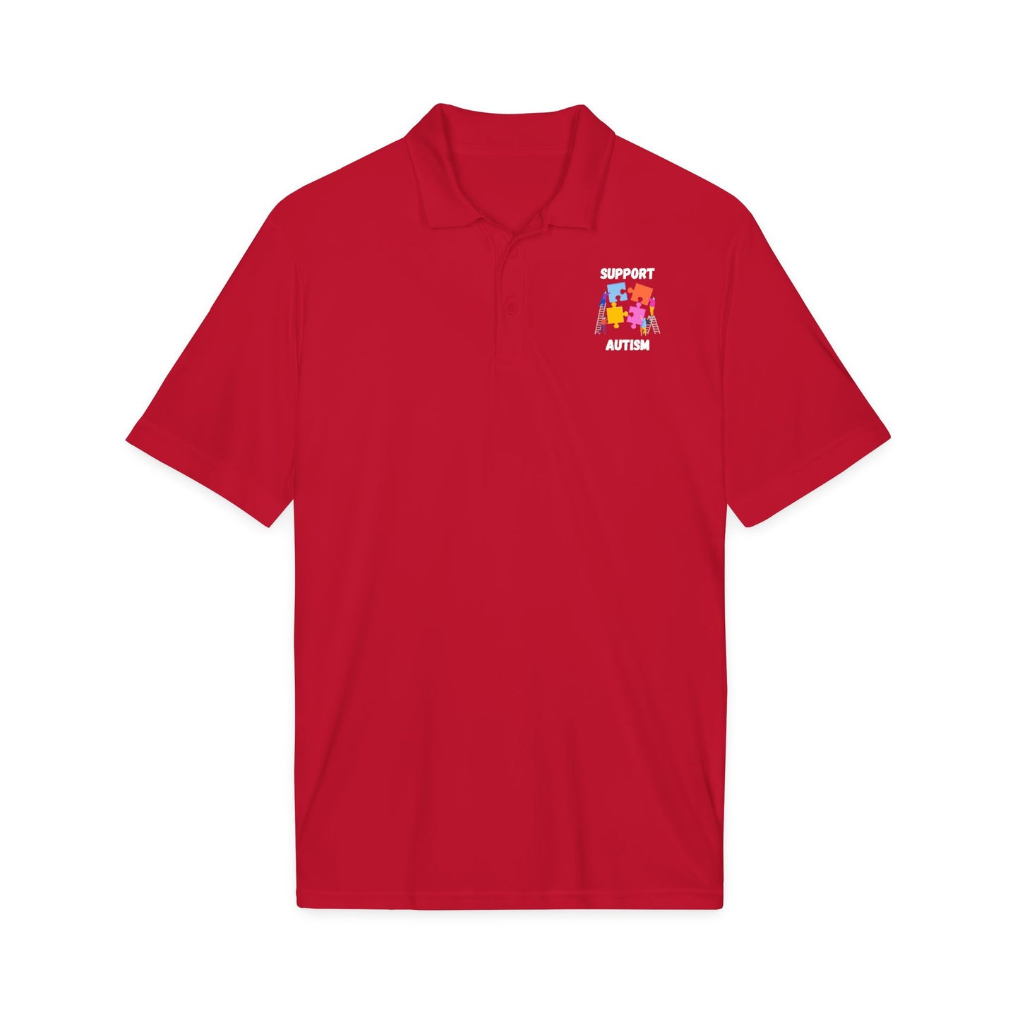 Autism Puzzle Piece Polo Shirt - White