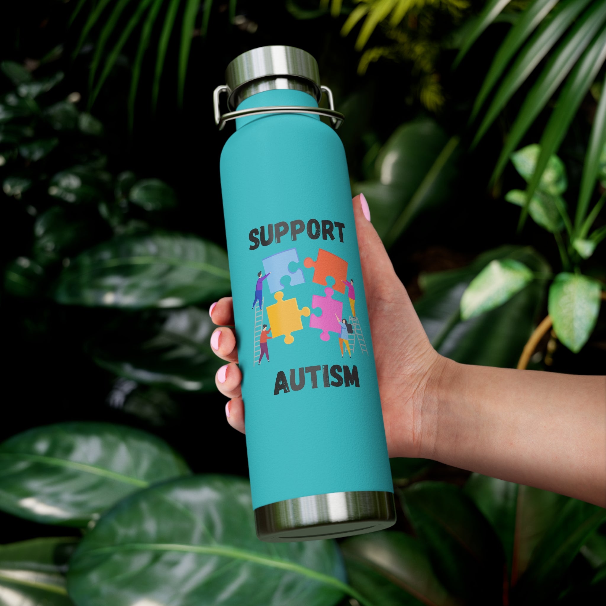 Support Autism Puzzle Piece Awareness - 22oz Insulated Water Bottle