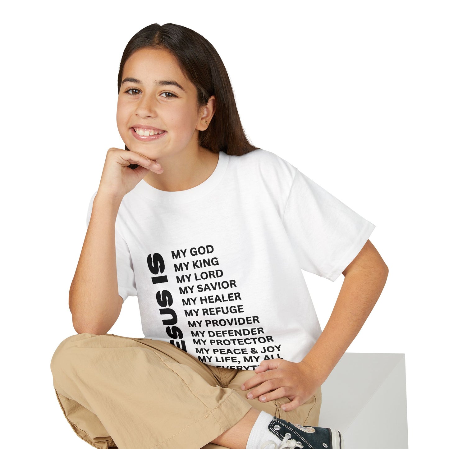 Christian JESUS IS Youth Short Sleeve - Black