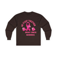 Breast Cancer Awareness Long Sleeve Tee – “We Fight Together” Pink Ribbon