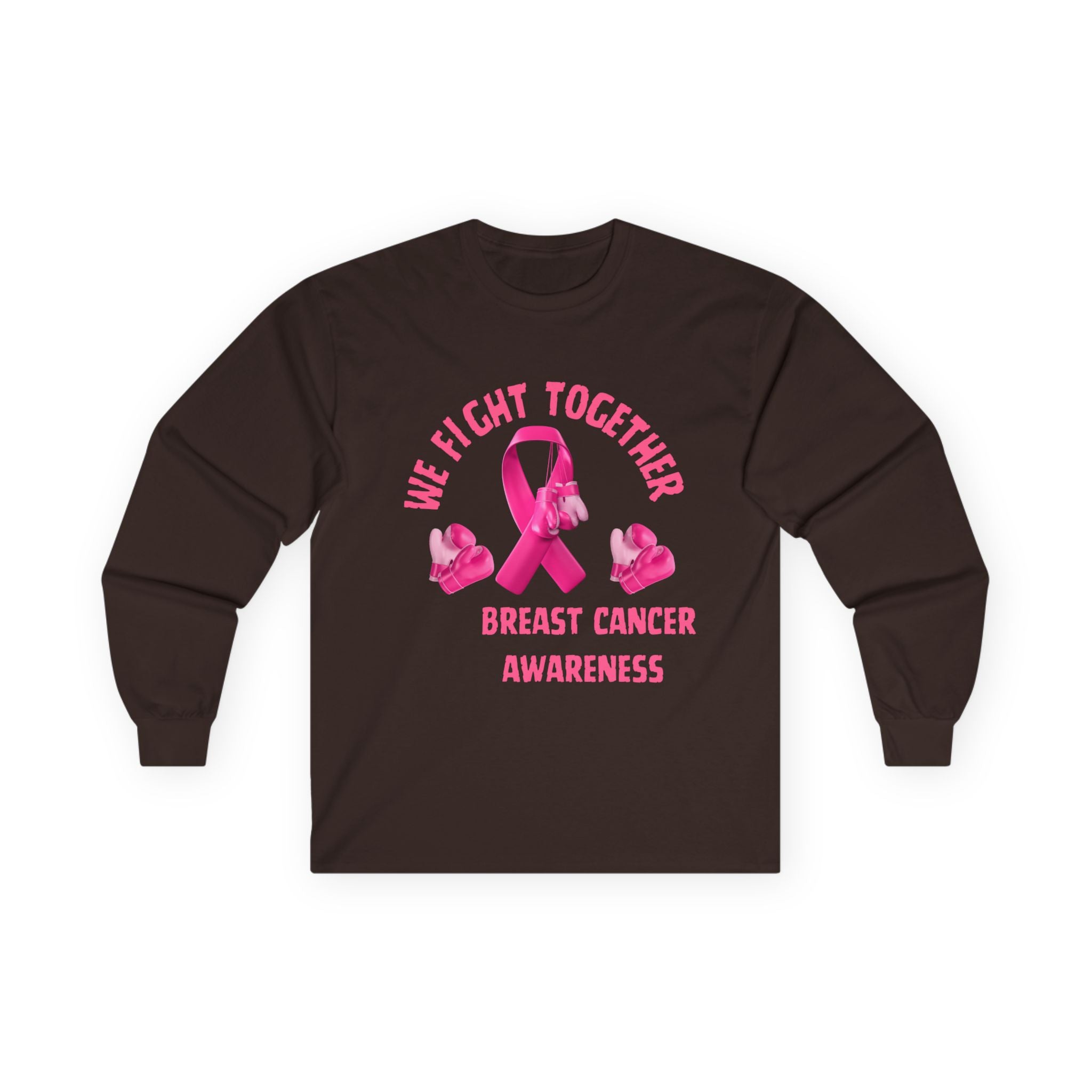 Breast Cancer Awareness Long Sleeve Tee – “We Fight Together” Pink Ribbon