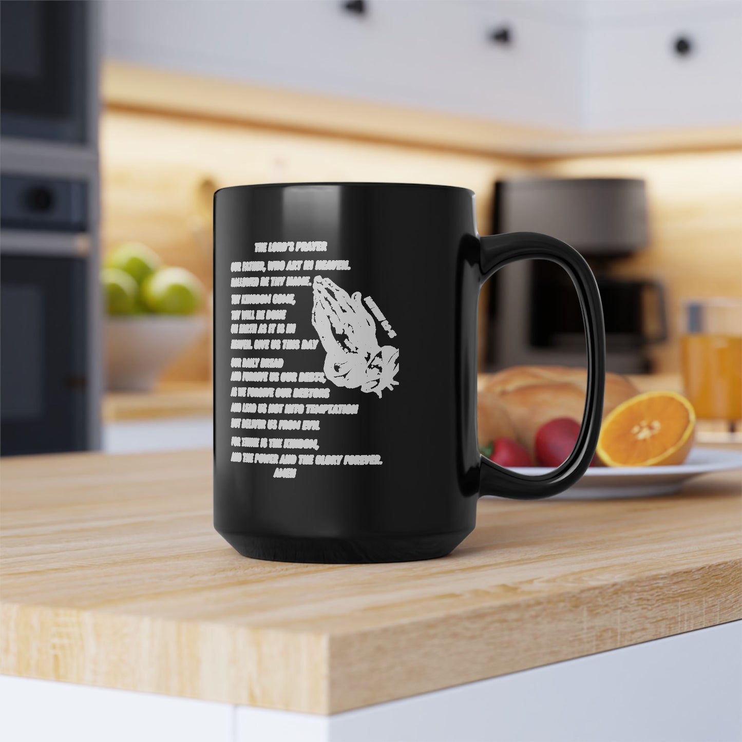 The Lord’s Prayer Black Coffee Mug (11oz/15oz)