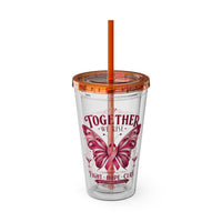 Together We Rise Butterfly Breast Cancer 16oz Tumbler with Straw