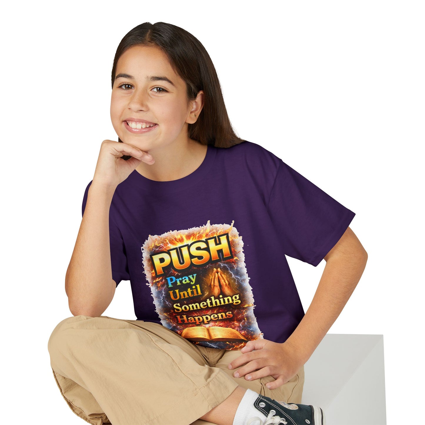"Push: Pray Until Something Happens" Youth T-shirt - Bible