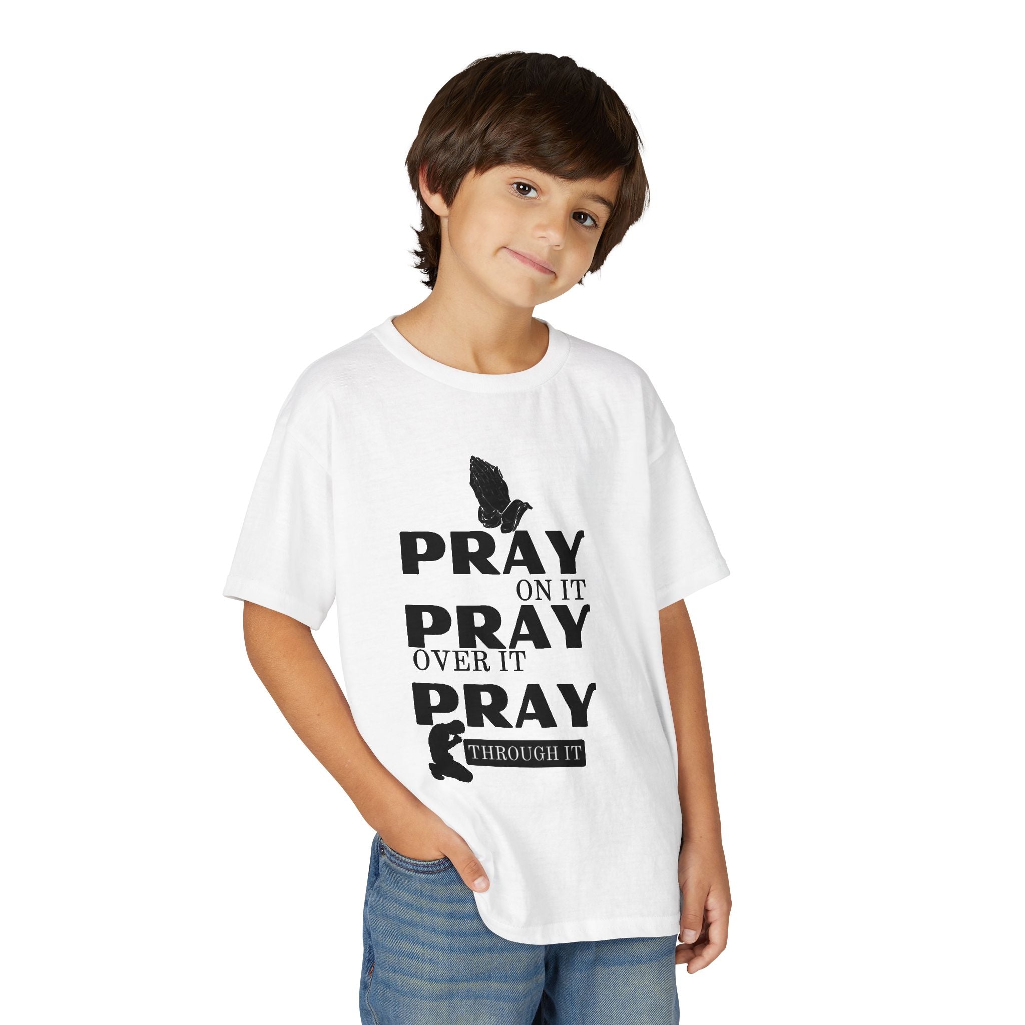 Pray On It, Pray Over It, Pray Through It Youth T-shirt