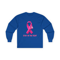 Breast Cancer Awareness Long Sleeve Tee — "Stay in the Fight" Pink Ribbon