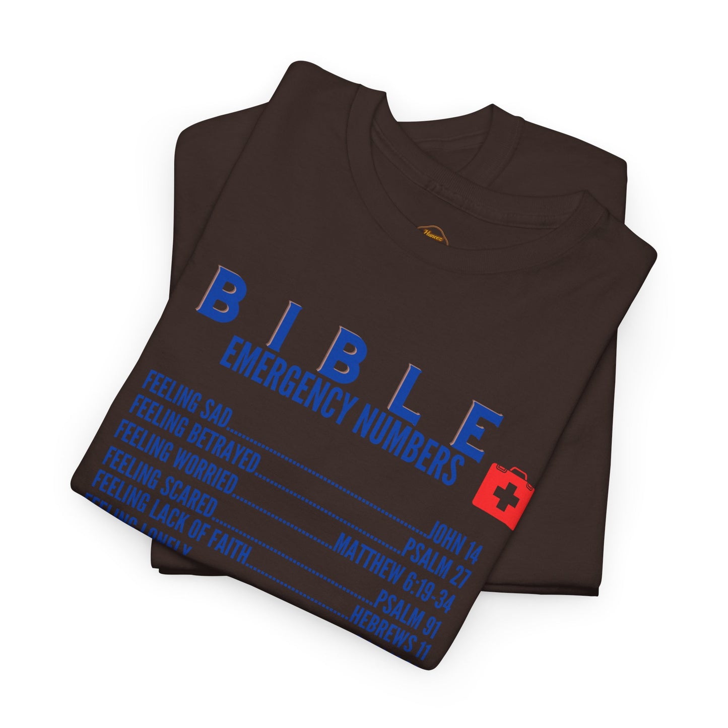 Bible Emergency Numbers Tee - Blue