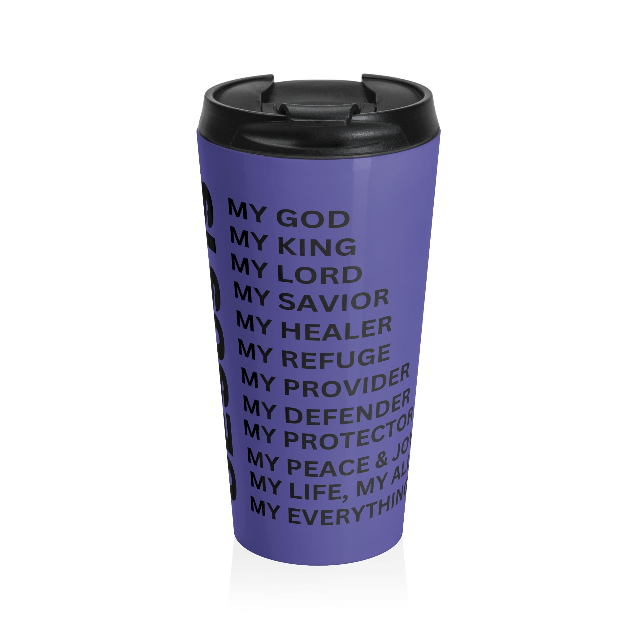 Christian JESUS IS Blue Stainless Steel Travel Mug - Blk
