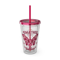 Together We Rise Butterfly Breast Cancer 16oz Tumbler with Straw