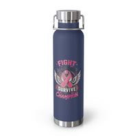 Fight Warrior Survive Champion Pink Ribbon 22oz Insulated Water Bottle
