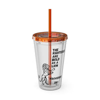 "The Righteous Are Bold as a Lion" 16oz Inspirational Tumbler with Straw