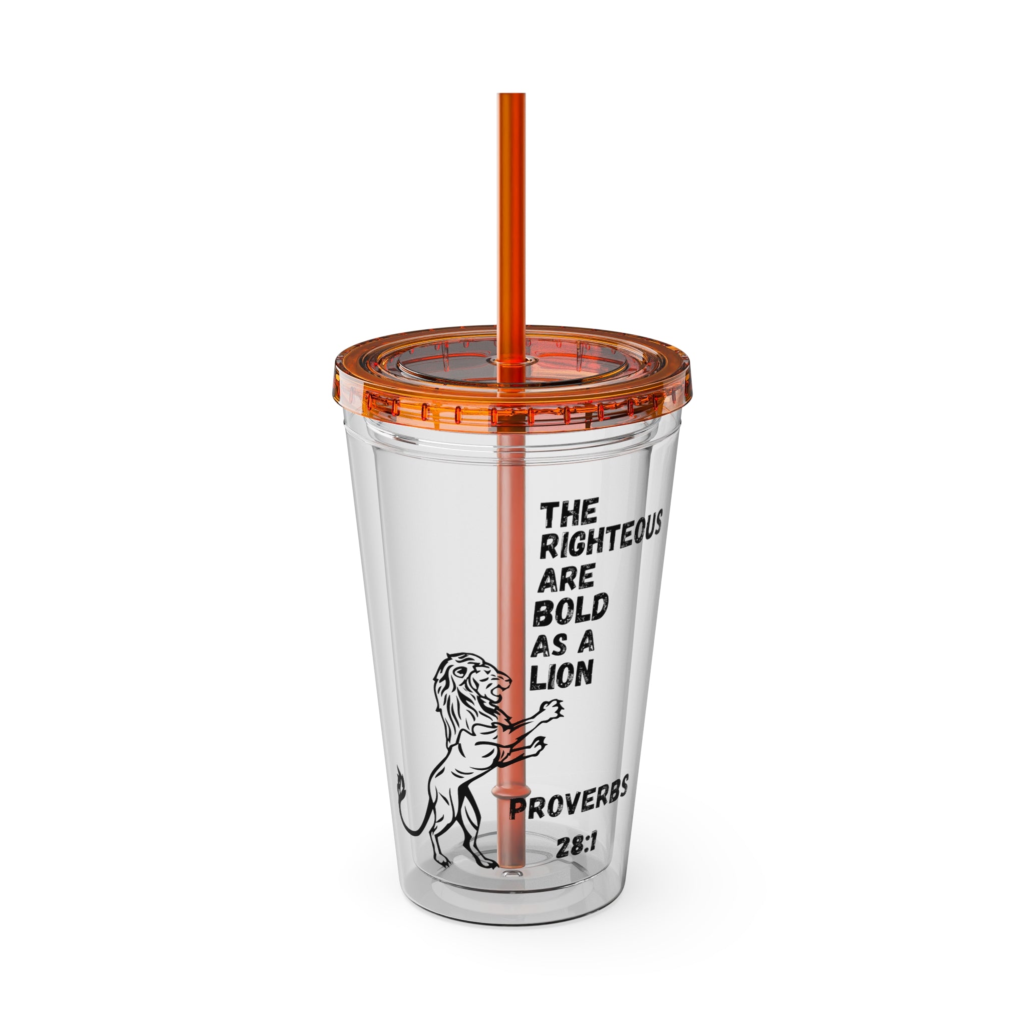 "The Righteous Are Bold as a Lion" 16oz Inspirational Tumbler with Straw