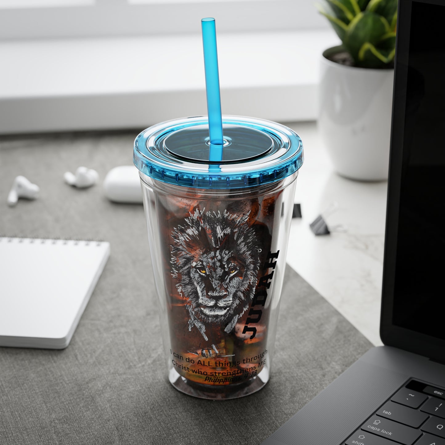 Lion of Judah 16oz Tumbler with Straw