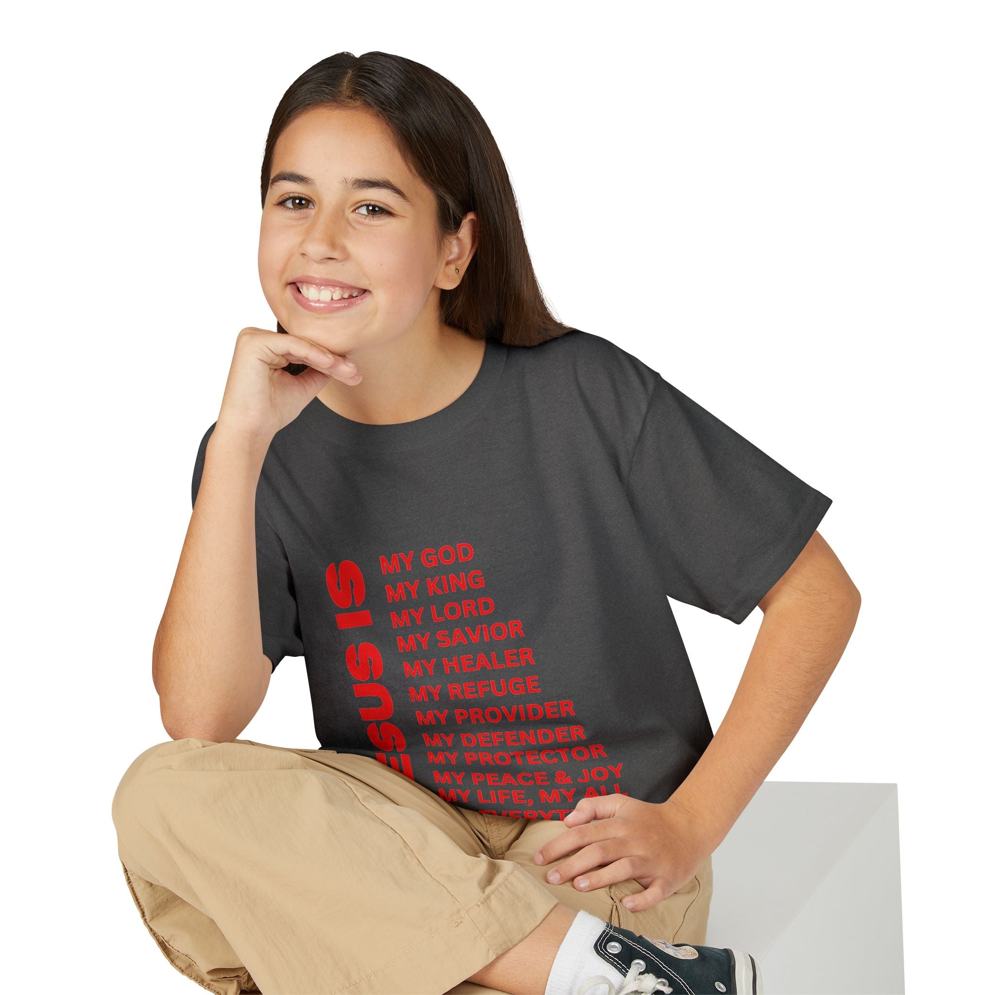 Christian JESUS IS Youth Short Sleeve - Red