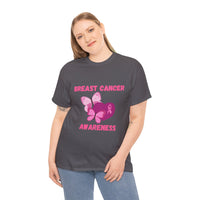 Breast Cancer Awareness Tee with Pink Butterfly & Ribbon