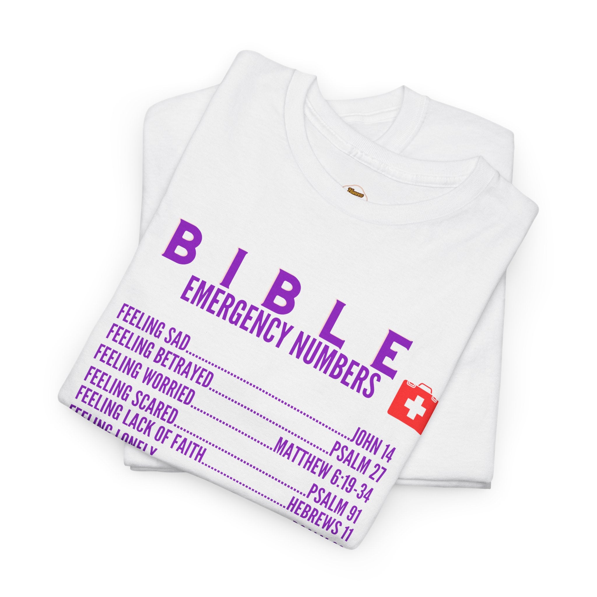 Bible Emergency Numbers Tee - Purple