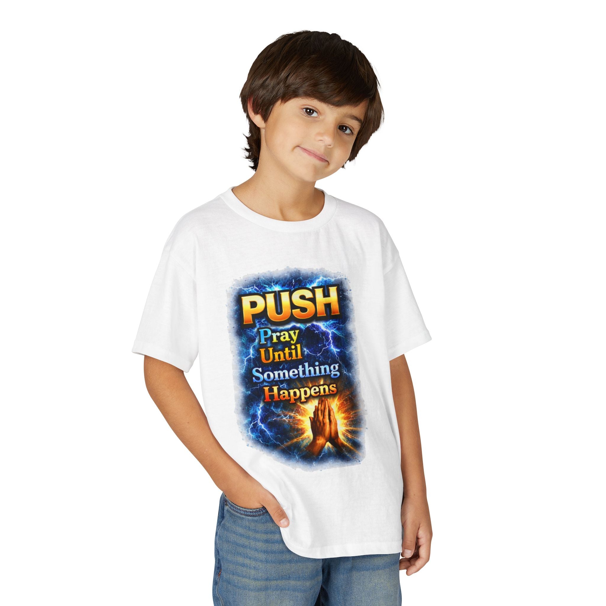 "Push: Pray Until Something Happens" Youth T-shirt - Hands