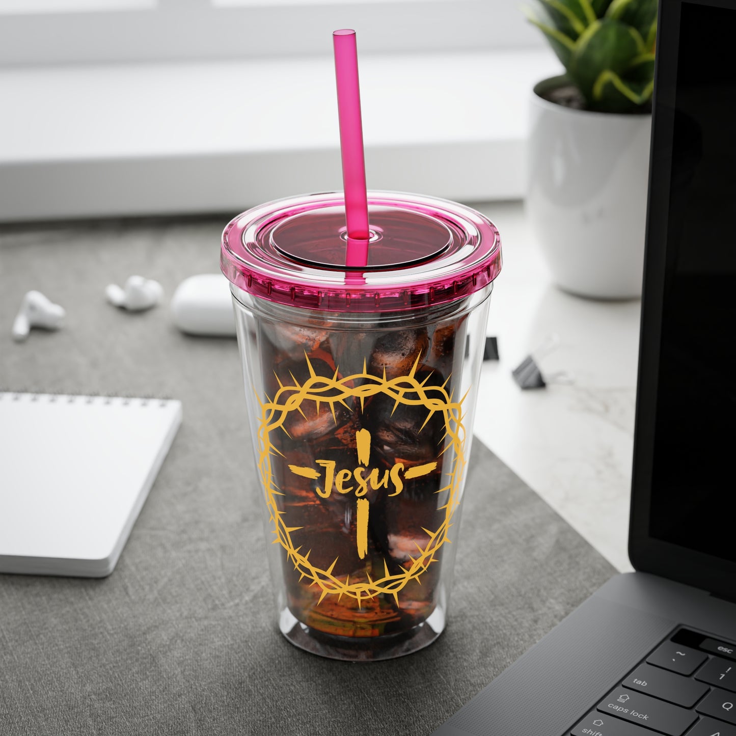 Jesus Crown of Thorns 16oz Tumbler with Straw