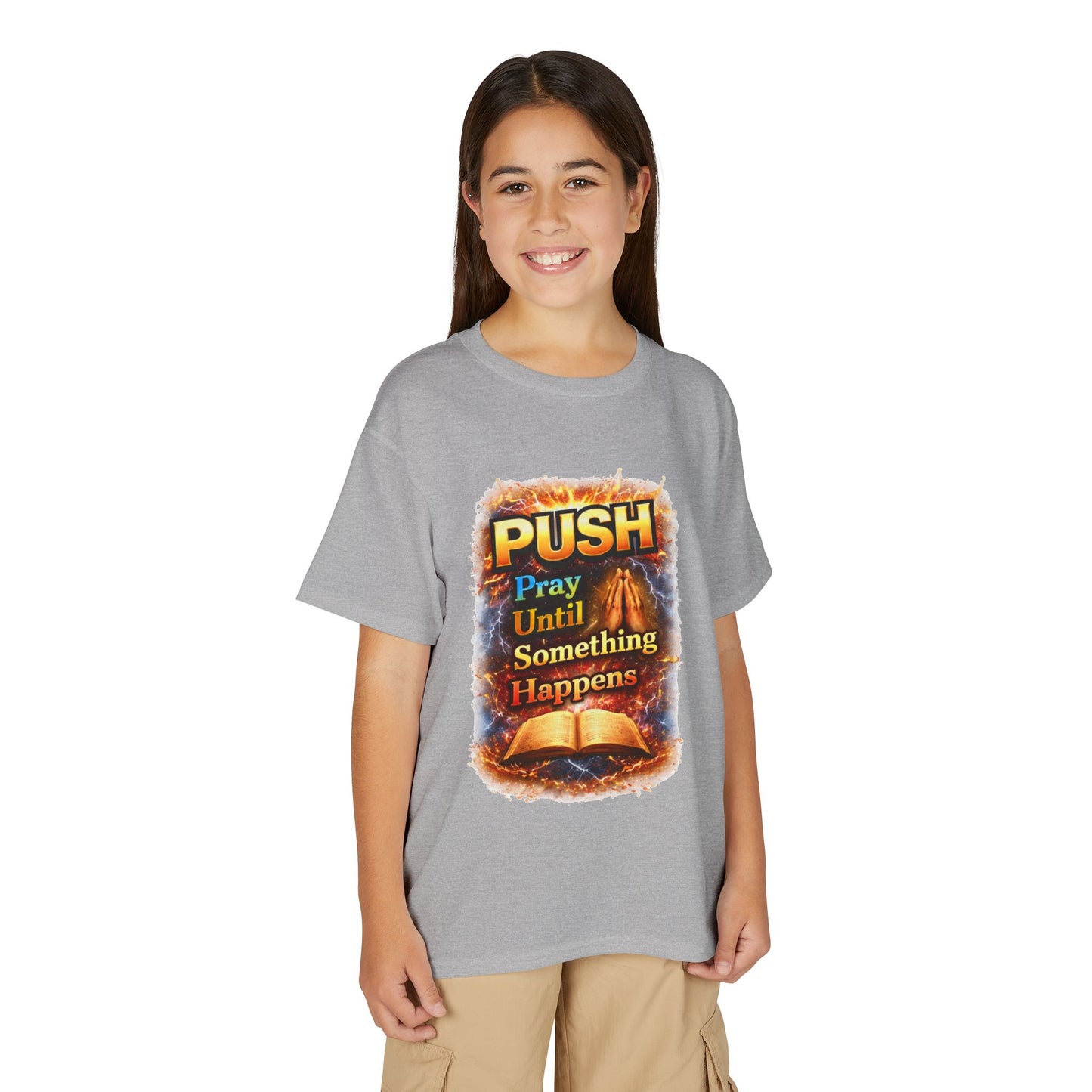 "Push: Pray Until Something Happens" Youth T-shirt - Bible