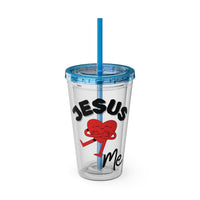 Jesus Loves Me 16oz Tumbler with Straw