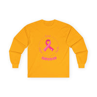 Breast Cancer Survivor Long Sleeve Tee — Pink Ribbon “Survivor”