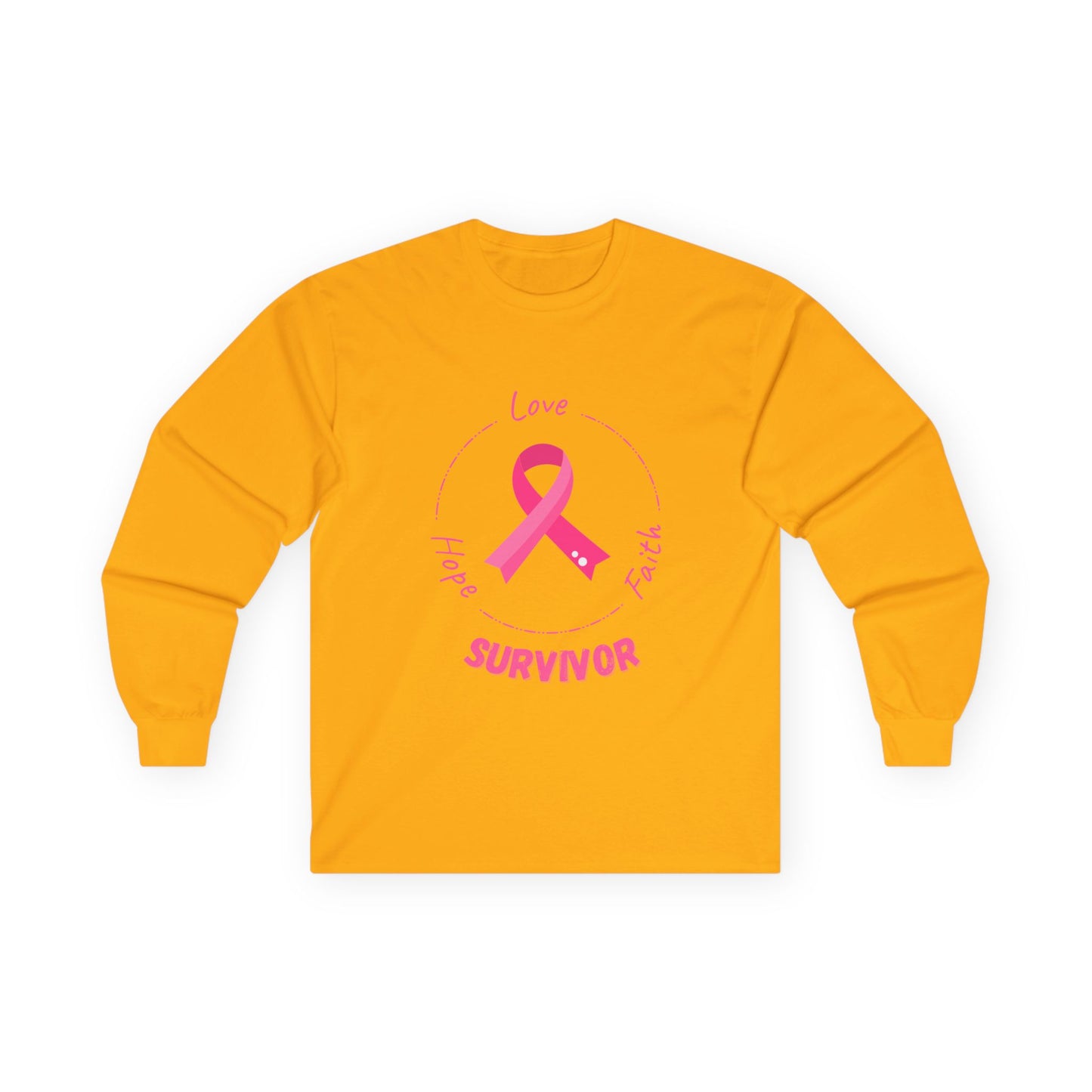 Breast Cancer Survivor Long Sleeve Tee — Pink Ribbon “Survivor”