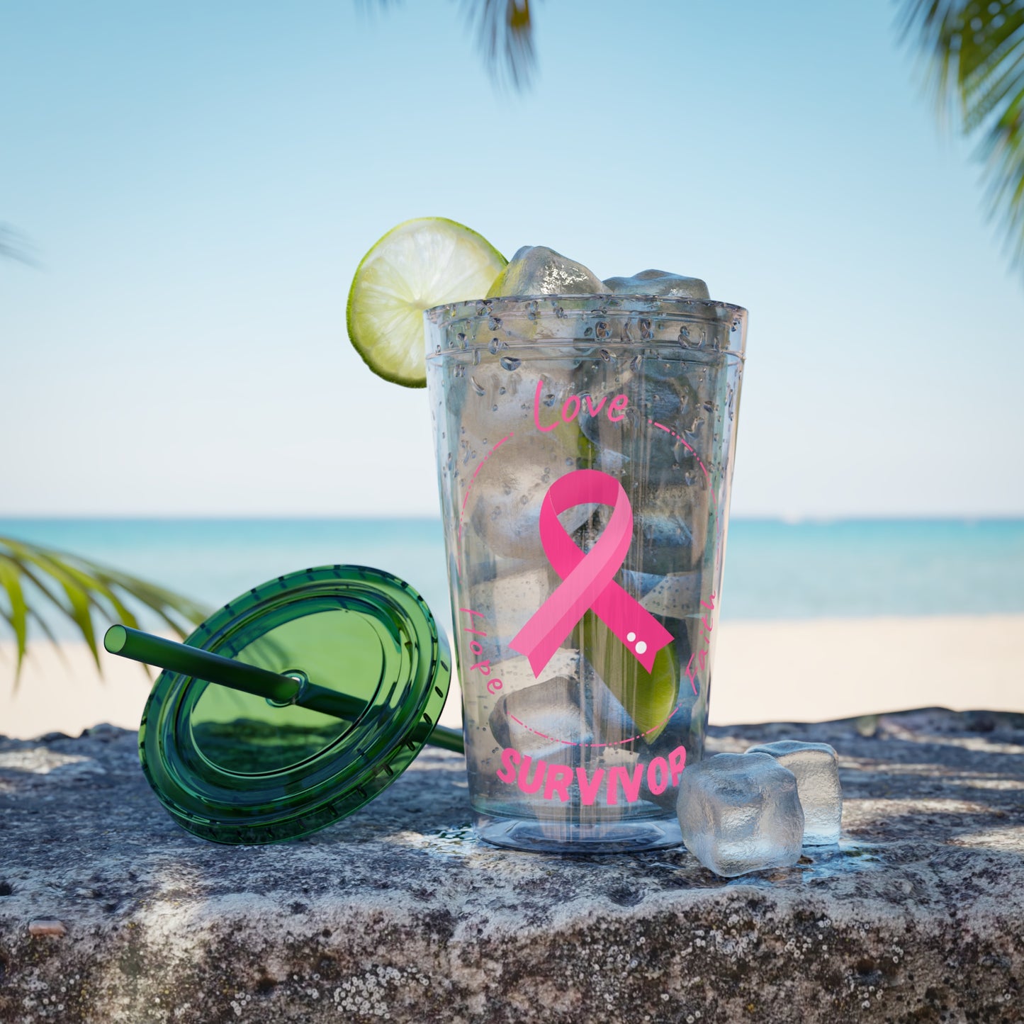 Breast Cancer Survivor 16oz Tumbler with Straw