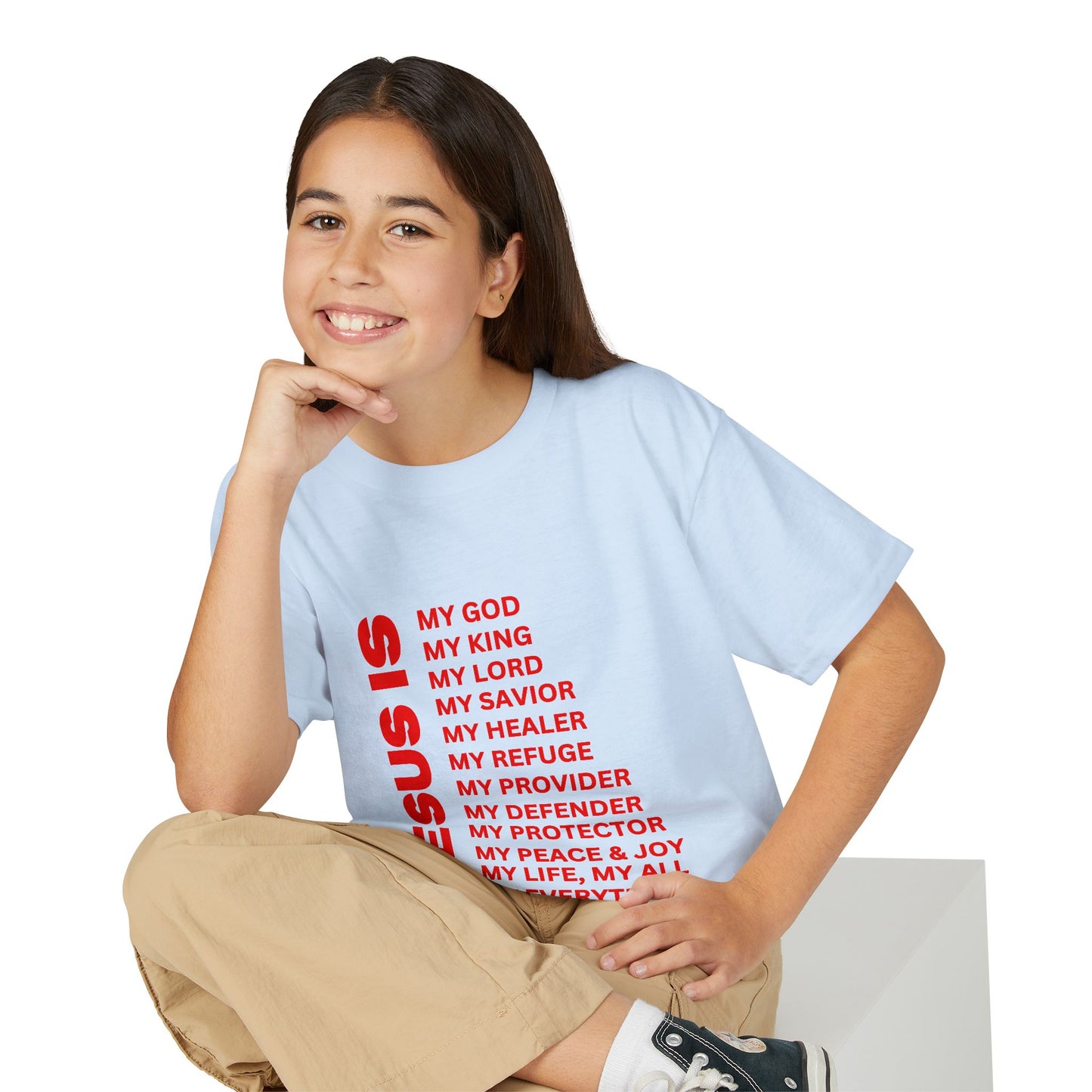 Christian JESUS IS Youth Short Sleeve - Red