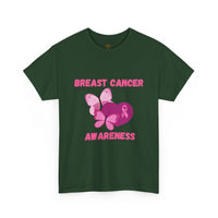 Breast Cancer Awareness Tee with Pink Butterfly & Ribbon