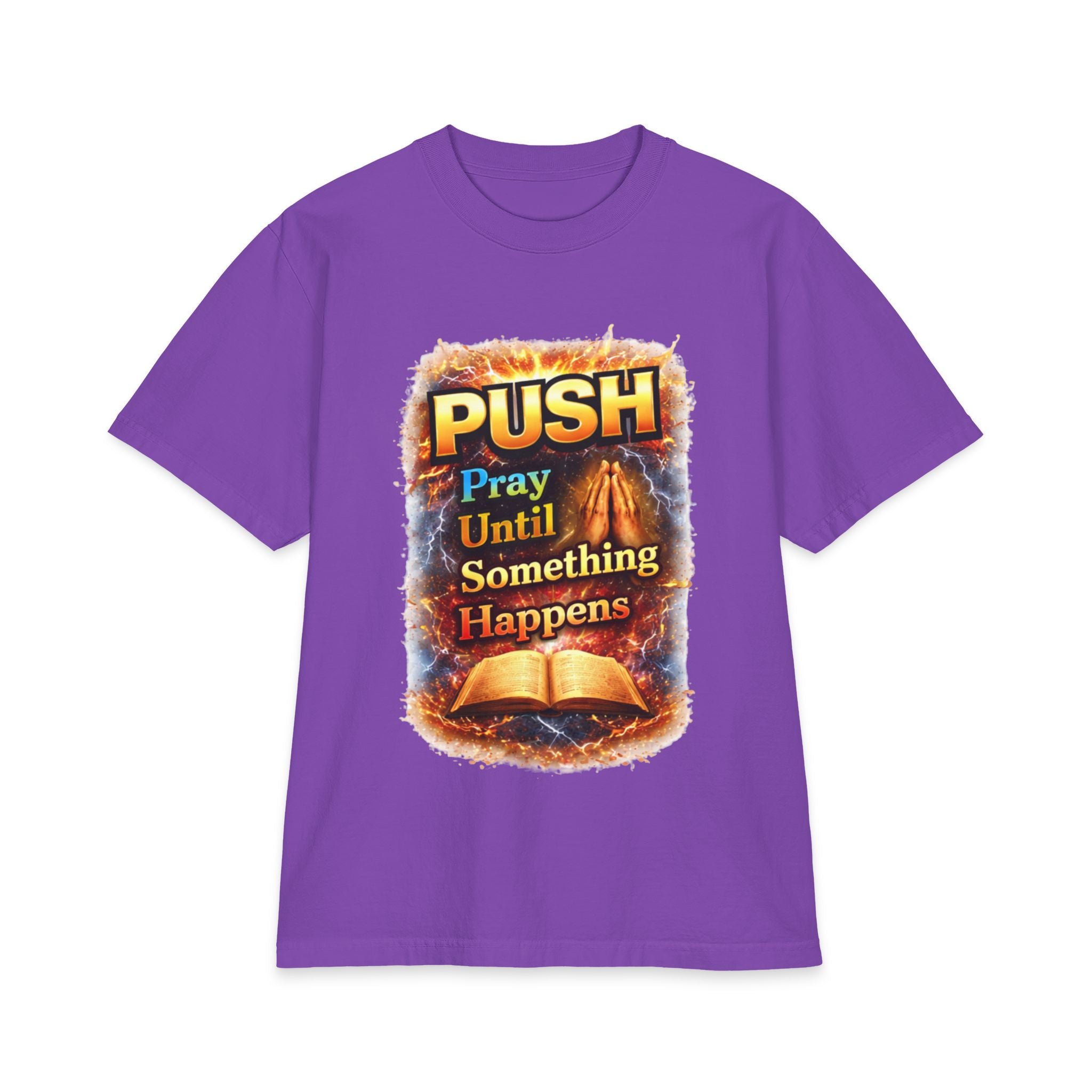 Push Pray Until Something Happens T‑Shirt - Bible — 7X only