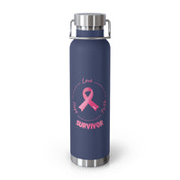 Survivor Breast Cancer Awareness 22oz Insulated Water Bottle