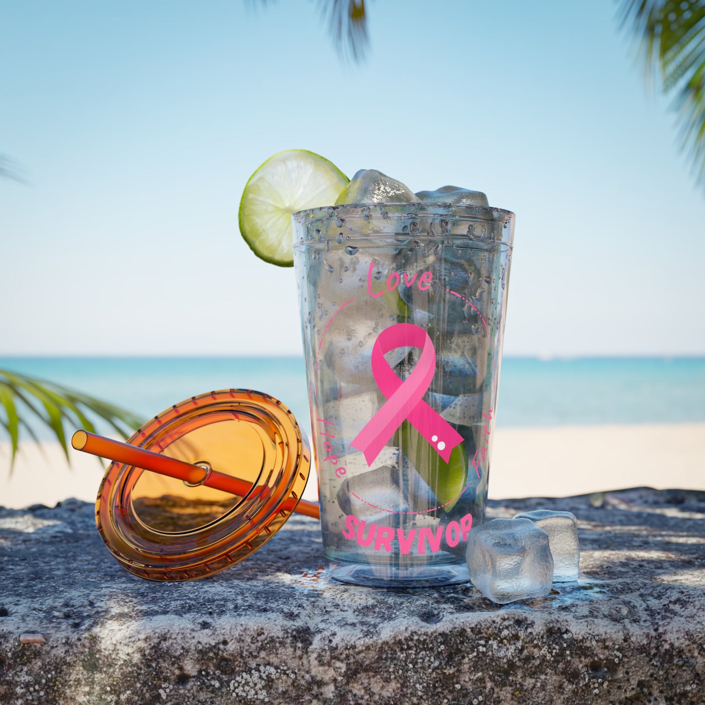 Breast Cancer Survivor 16oz Tumbler with Straw