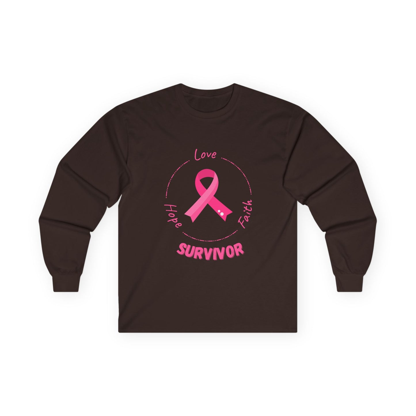 Breast Cancer Survivor Long Sleeve Tee — Pink Ribbon “Survivor”