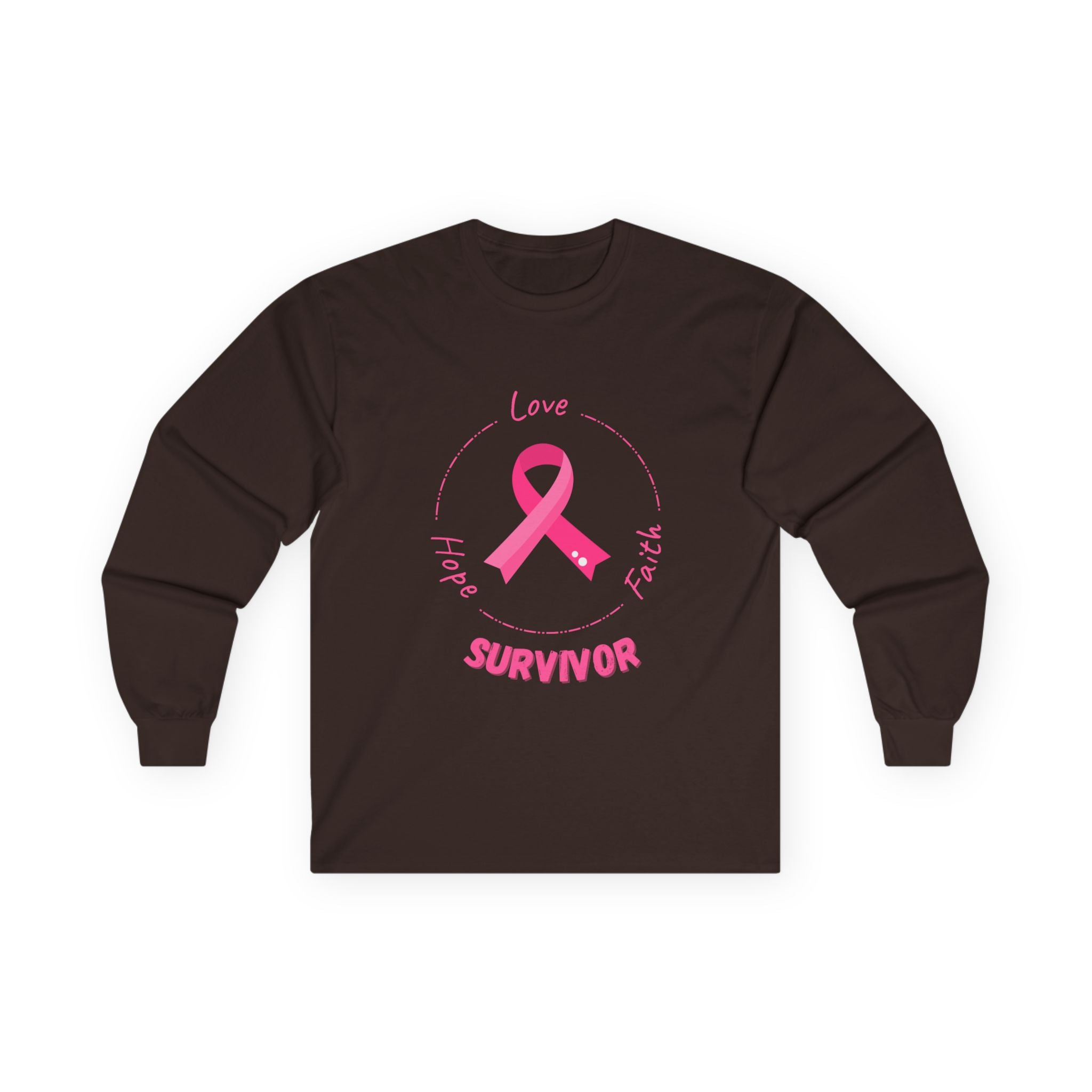Breast Cancer Survivor Long Sleeve Tee — Pink Ribbon “Survivor”