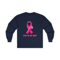 Breast Cancer Awareness Long Sleeve Tee — "Stay in the Fight" Pink Ribbon