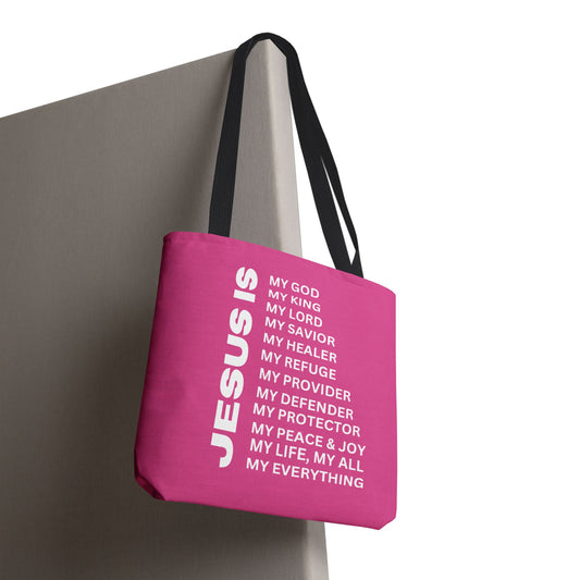 Christian JESUS IS Tote Bag - Pink
