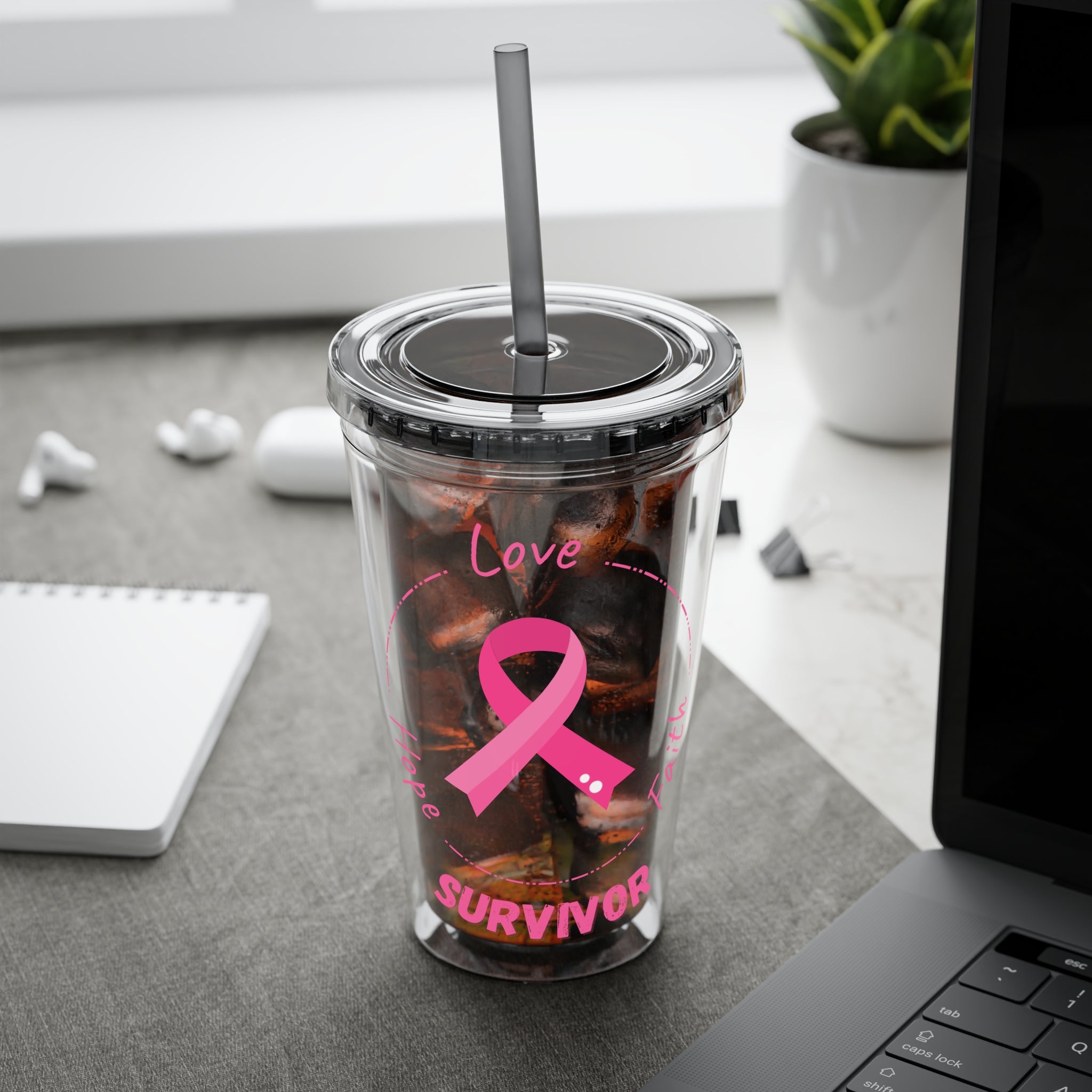 Breast Cancer Survivor 16oz Tumbler with Straw