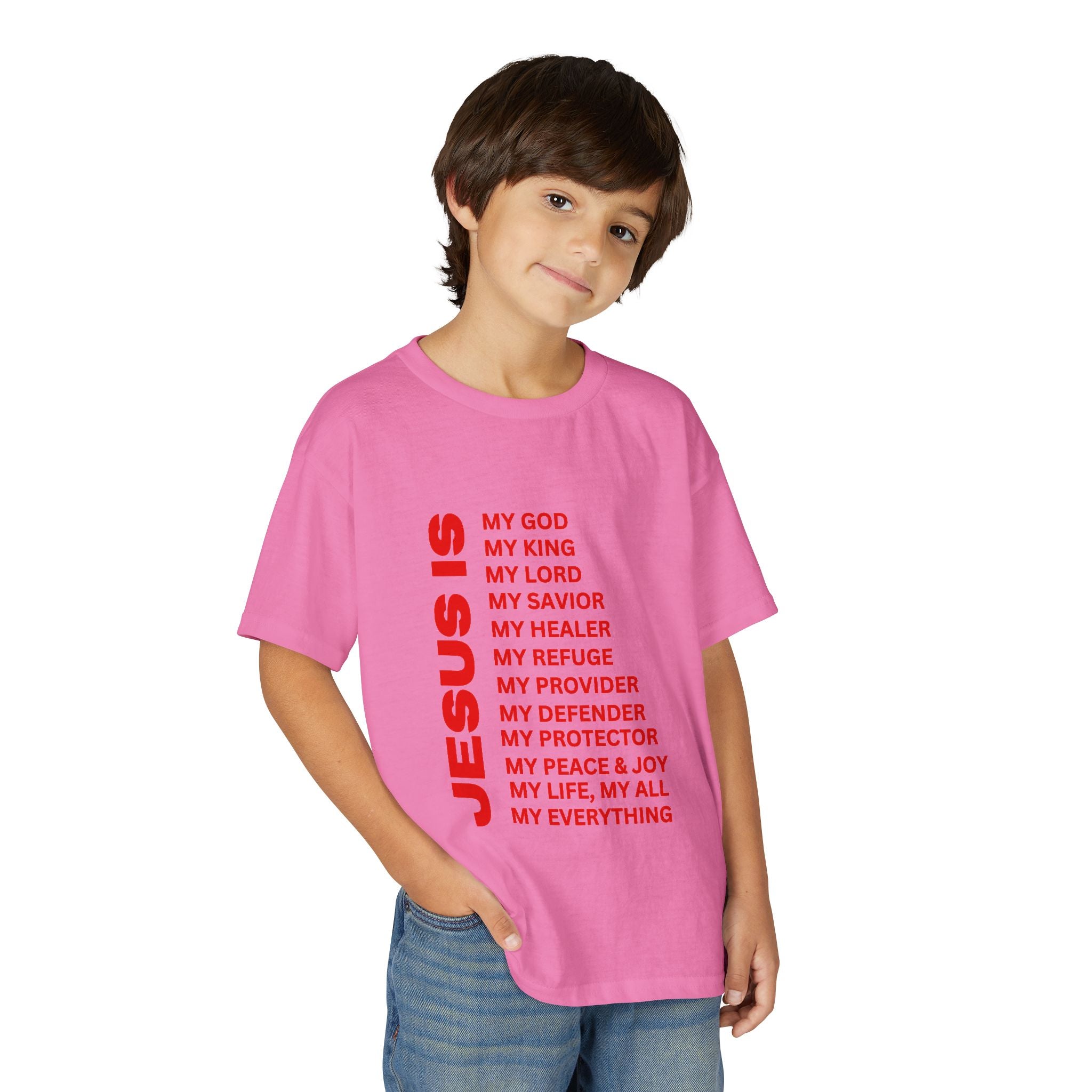 Christian JESUS IS Youth Short Sleeve - Red